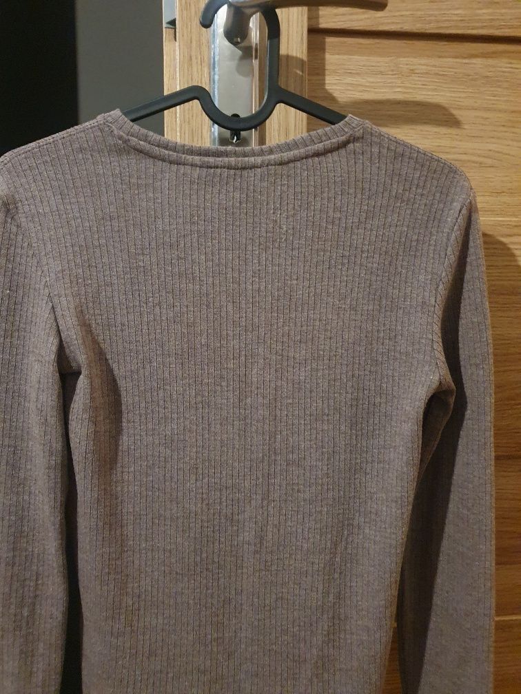 Mango brązowy sweter prążkowany