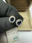 Серьги Tiffany 750 проба сапфиры Цейлон 1.10 ct, бриллианты 0.36 ct