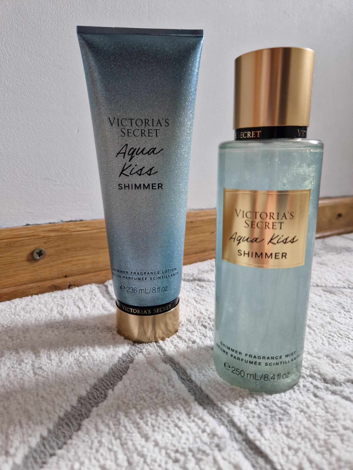 ZESTAW Victoria Secret mgiełka zapachowa+balsam AQUA KISS SHIMMER