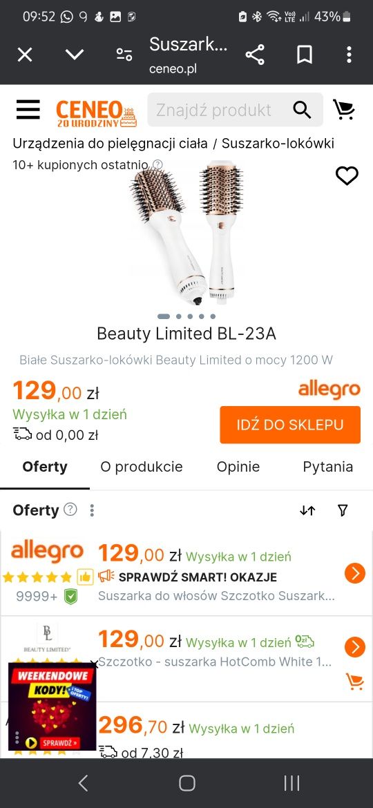 2 w 1 suszarka I wolumizer do włosów  Nowa Ortex