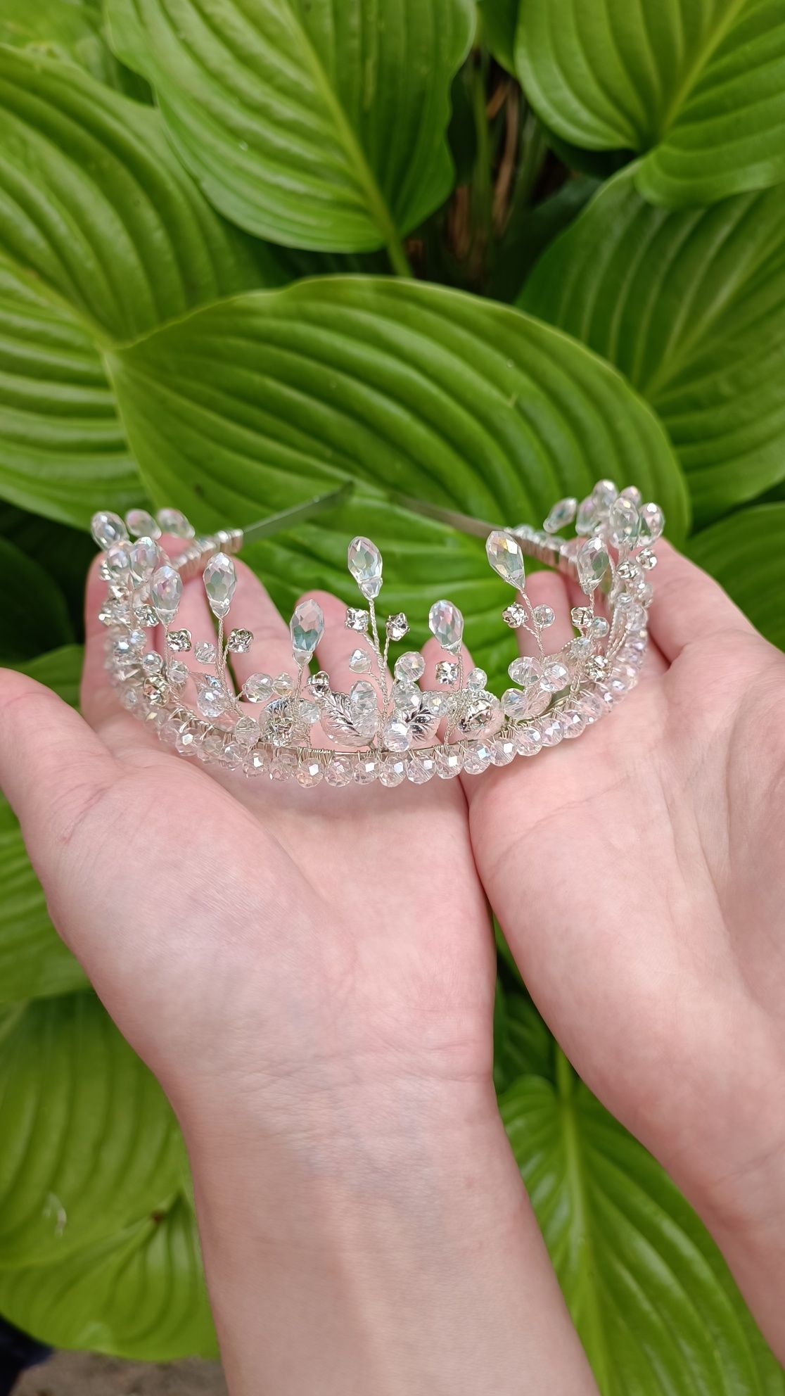 Діадема ручної роботи тіара корона прикраса для нареченої на випускний