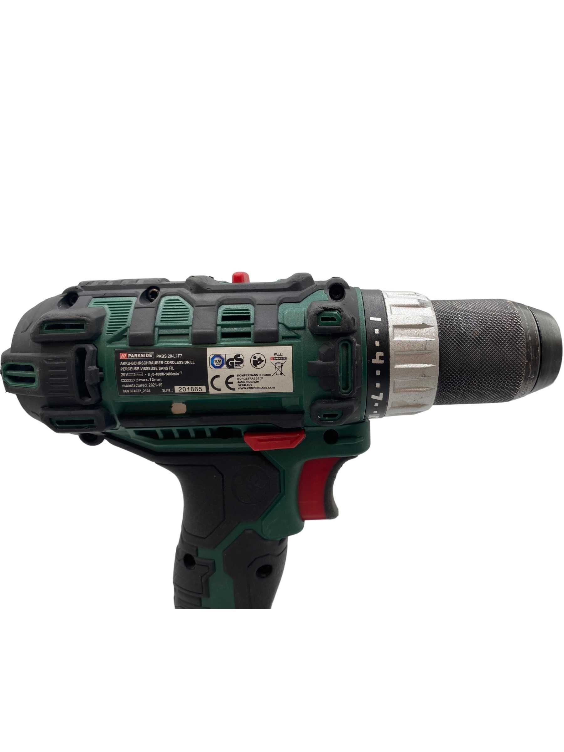 Wiertarko-wkrętarka bezudarowa Parkside PABS 20-Li F7 20 V Komplet