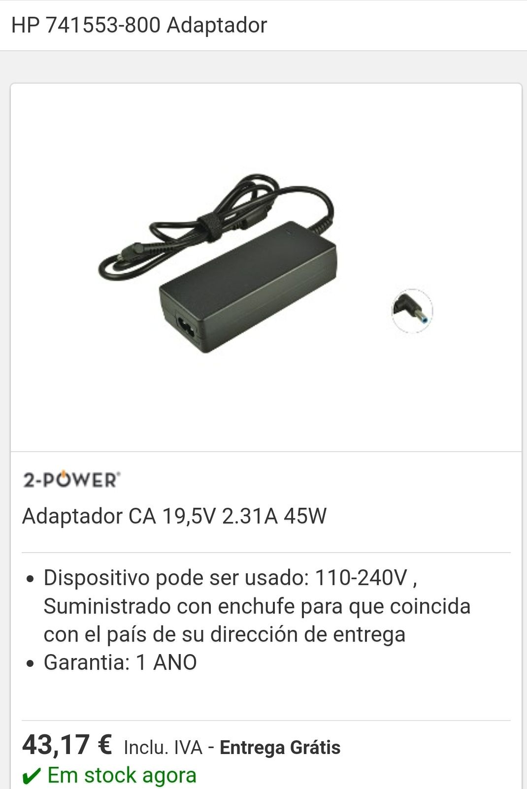 Carregador HP Novo