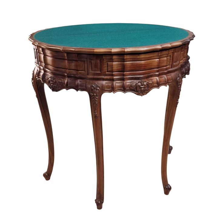 Mesa de Jogo em Madeira Entalhada, Estilo Luís XV