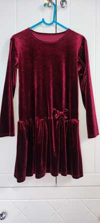 Bordowa sukienka aksamitna r. 134