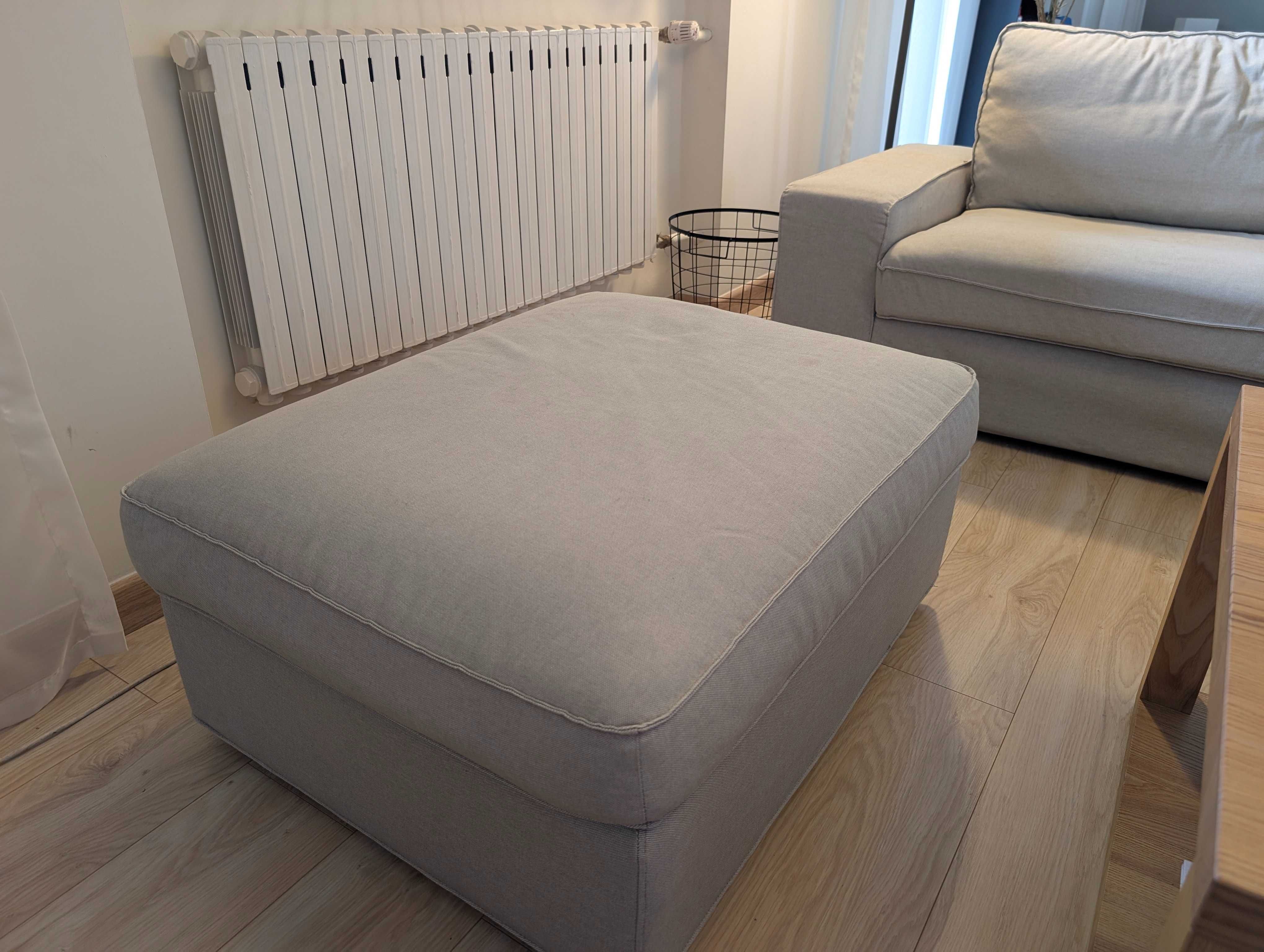 Sofa 3 osobowa KIVIK Ikea z podnóżkiem, jasnoszara