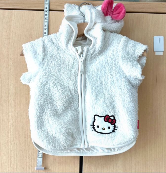 Puchata, misiowa kamizelka z kapturem, bezrękawnik, Hello Kitty 80
