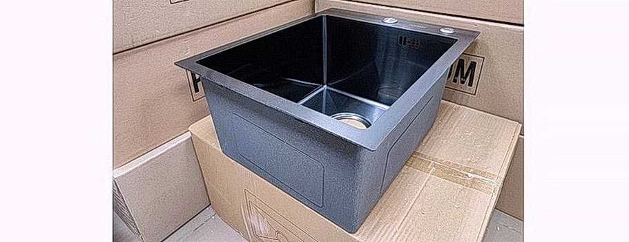 Кухонна мийка Platinum, 40/50/23 см, з дозатором і кошиком, сифоном