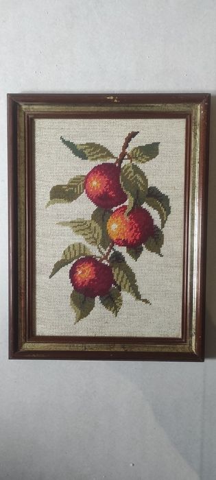 Quadros bordados à mão tema frutas