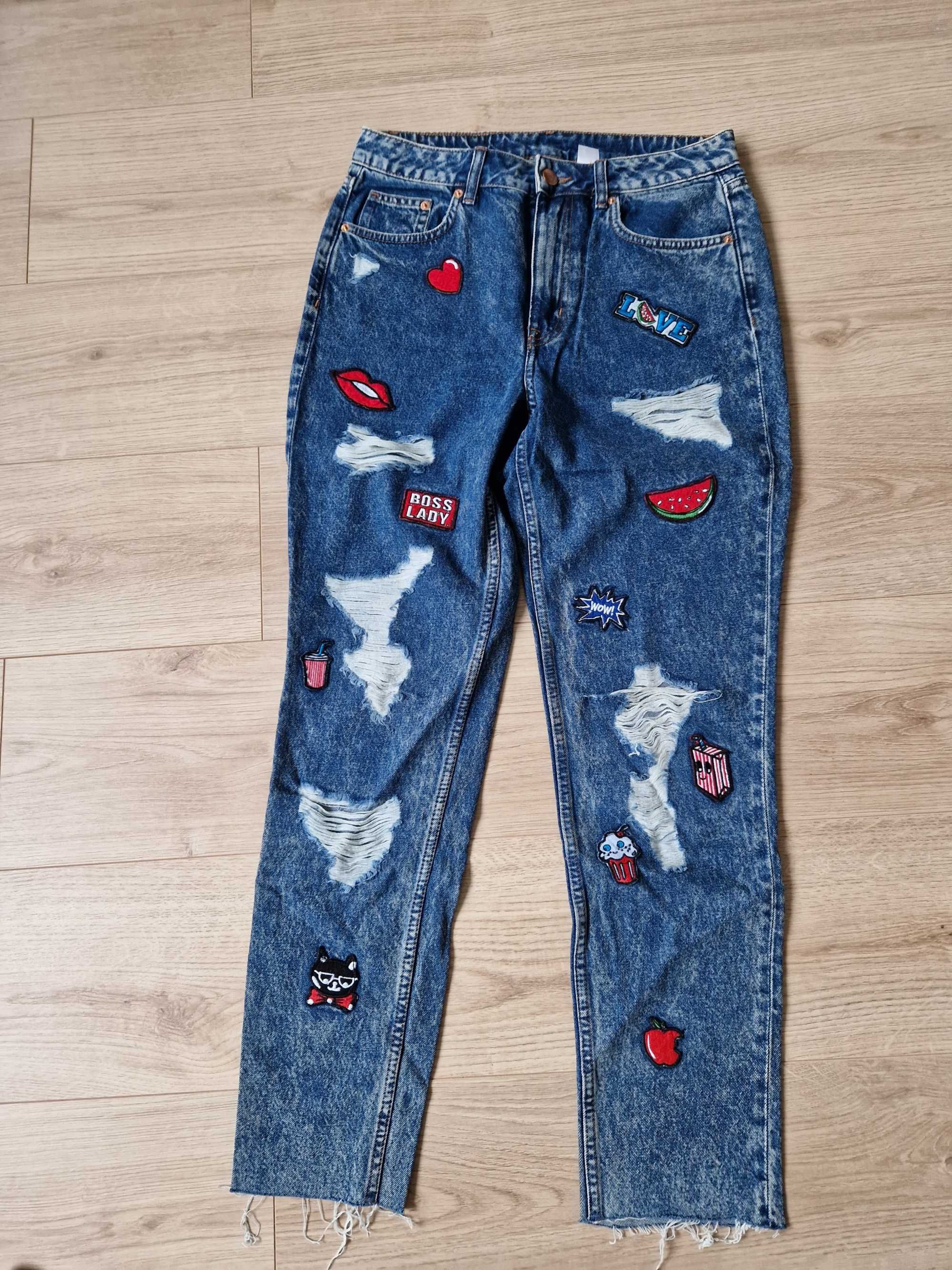 Spodnie Mommy jeans h&m rozdarcia