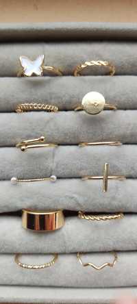 Nowe 12 sztuk pierścionków złote różne