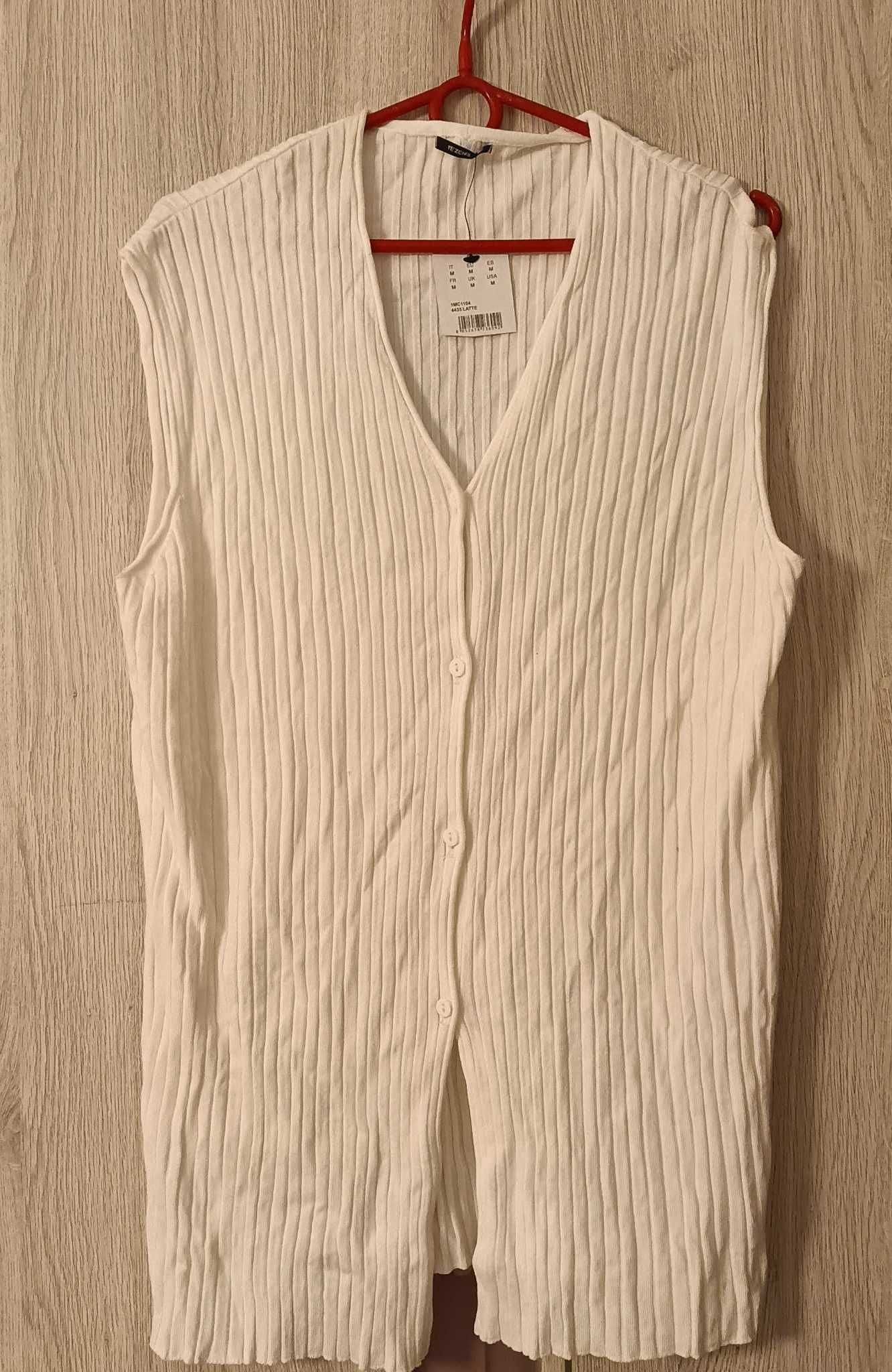 Biała długa bluzka kamizelka rozmiar M wiskoza Tezenis