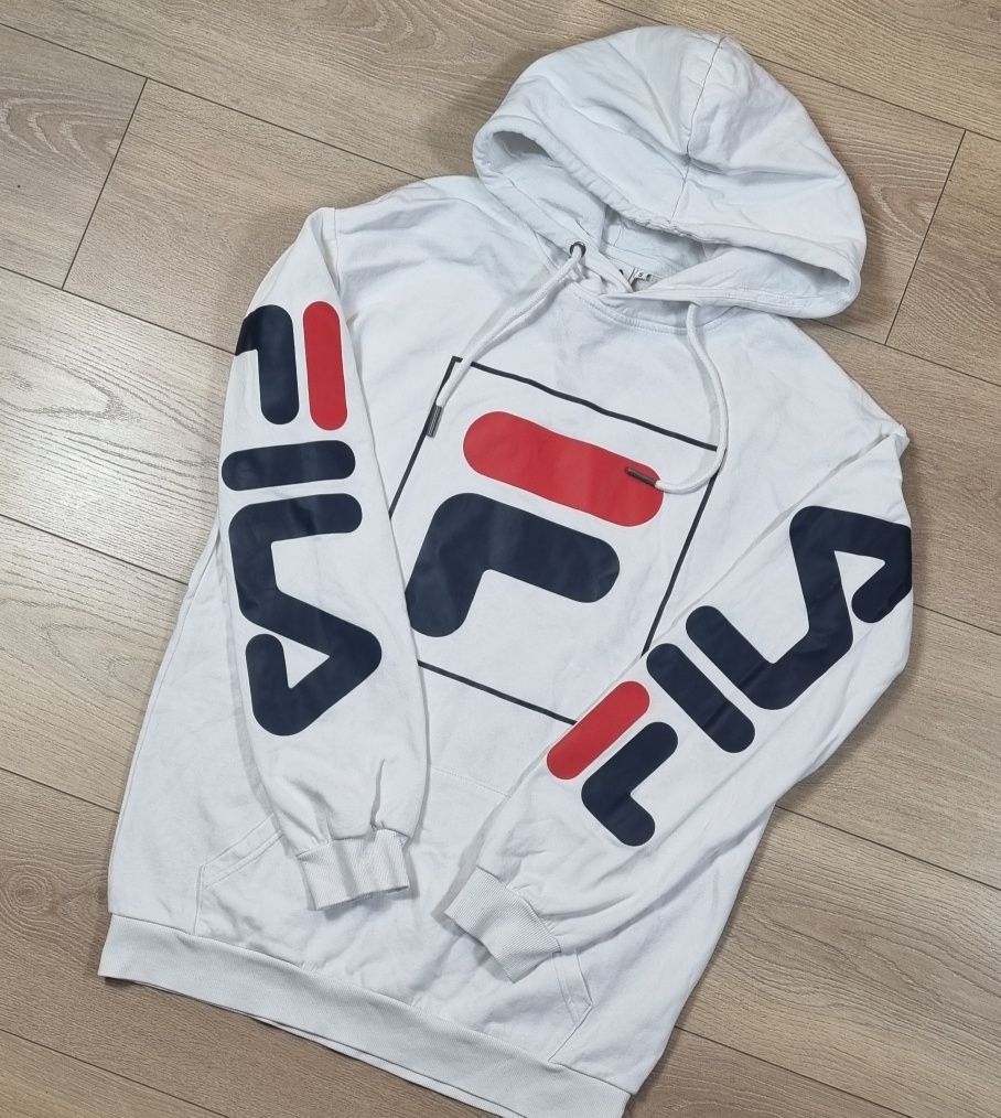 Bluza męska Fila, z kapturem, hoodie, biała, logo