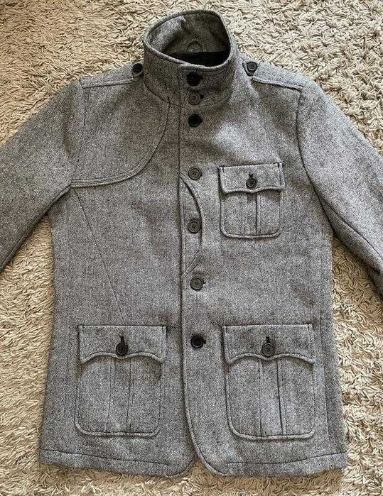 Пальто чоловіче H&M оригінал — сіре, укорочене, пальто піджак