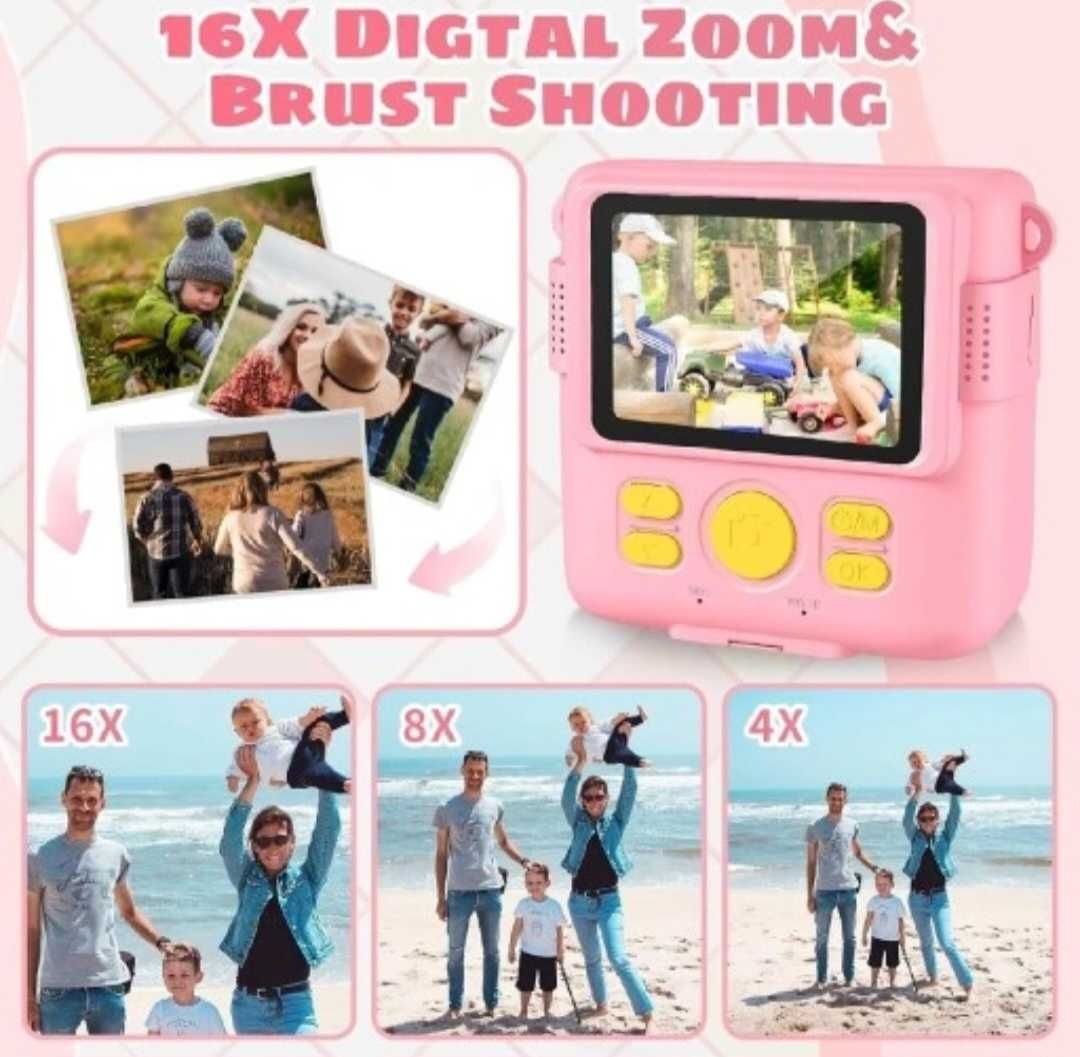 DIY Aparat natychmiastowy, drukarka natychmiastowa,Karta 32GB, Różowy