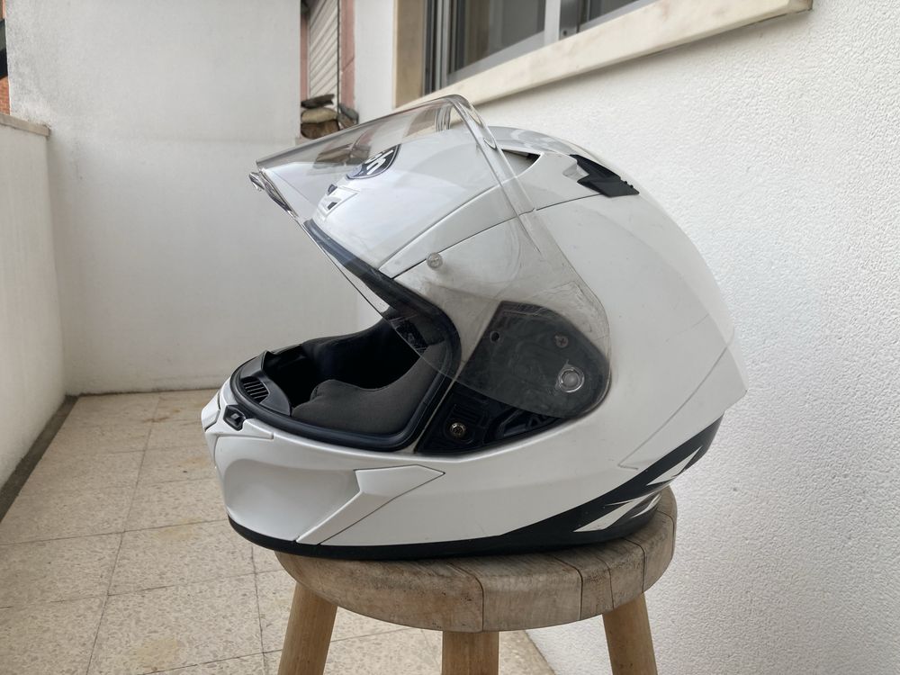 Capacete de mota branco, tamanho M
