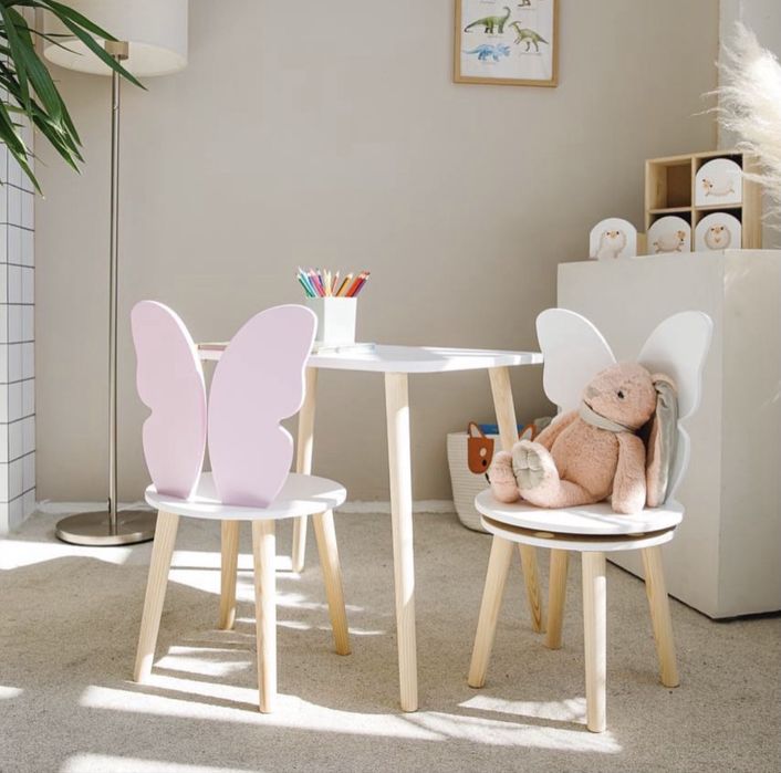 Дитячий стіл, стіл та стілець, стільчик зайка