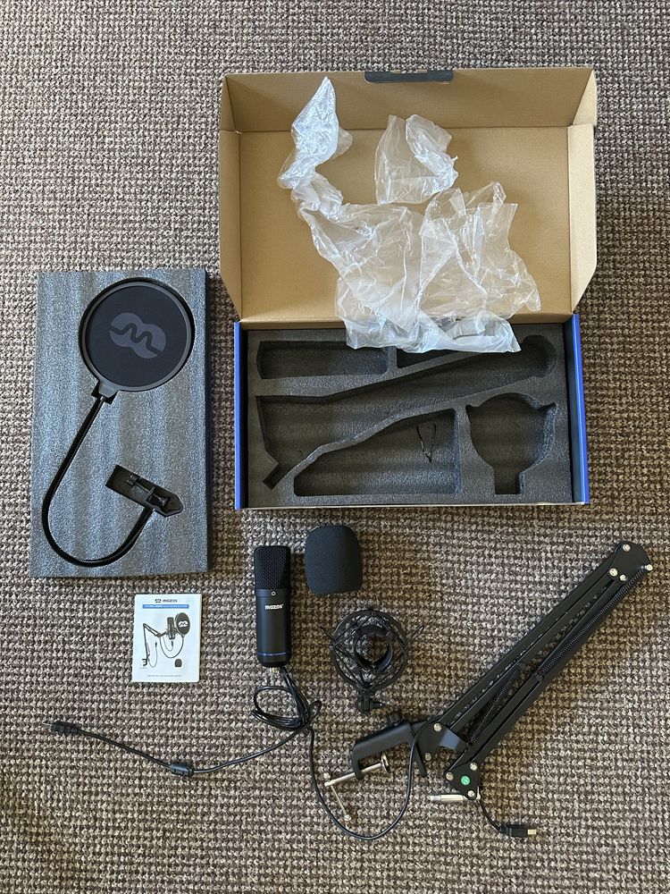 Mikrofon Mozos MKIT-700PRO V2 zestaw statyw kosz gąbka pop filtr