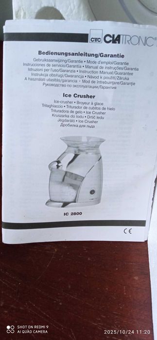 Triturador de Gelo Clatronic IC 2800 — novo e manual