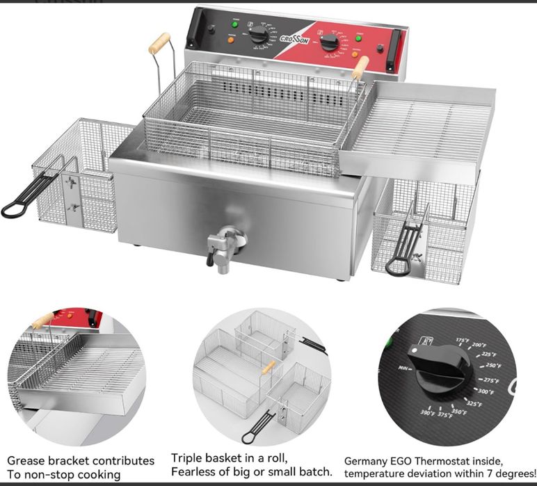 Професійна фритюрниця Crosson Triple Basket (3 кошики) – Для бізнесу