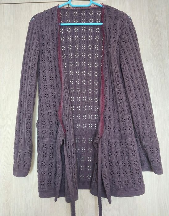 Sweter kardigan ażurowy