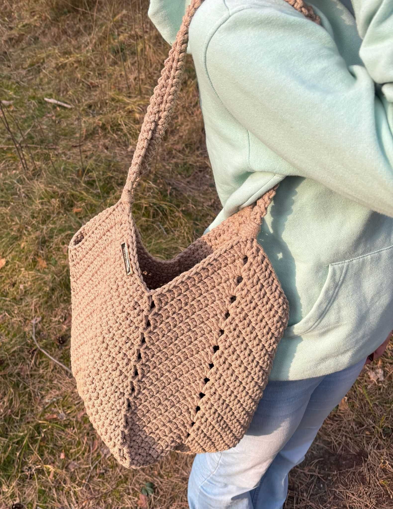 Torebka ze sznurka bawełnianego, handmade