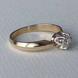 Pierścionek, złoto 14k, NATURALNY brylant 0,25 ct.