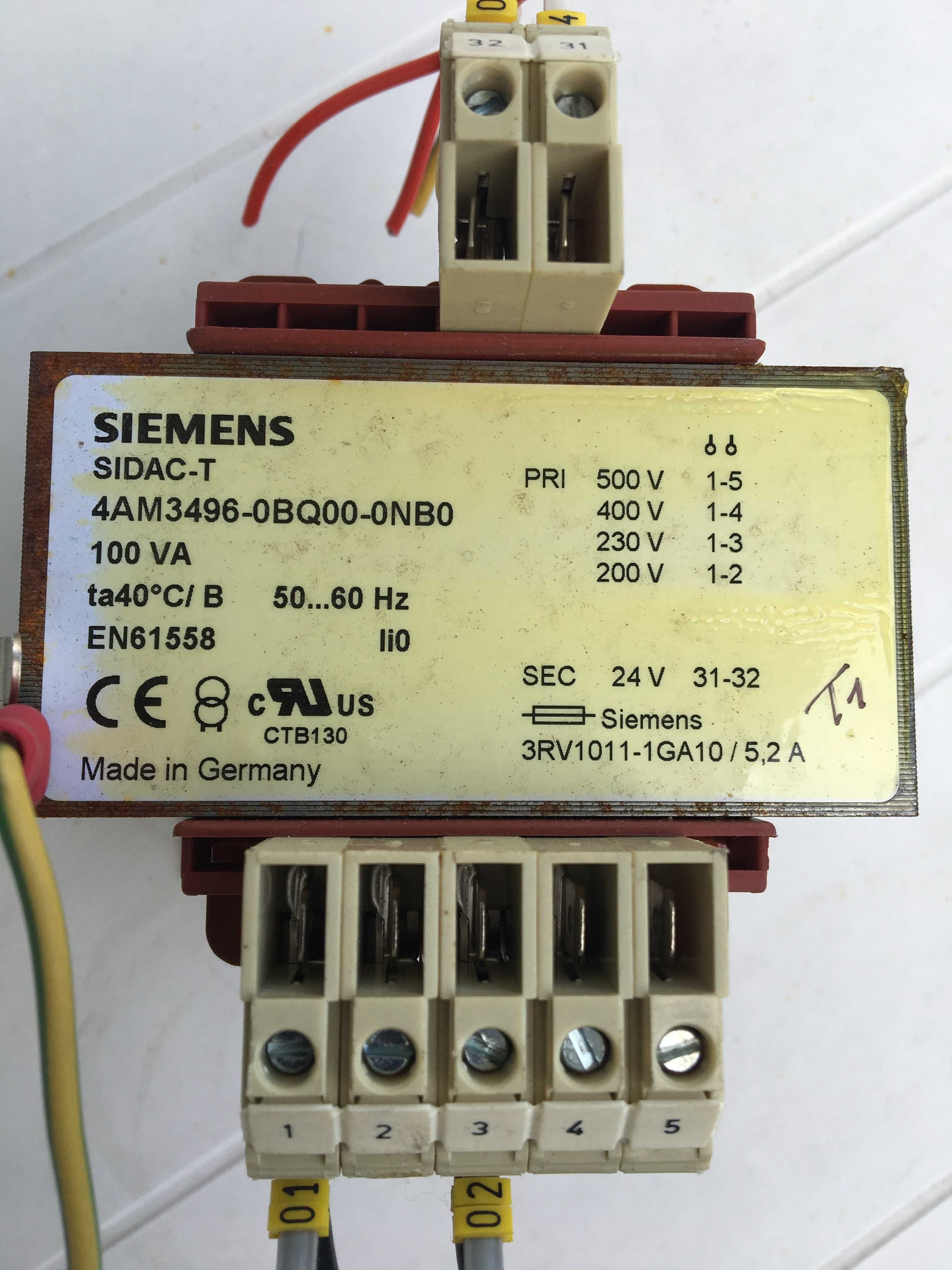 Transformator SIEMENS , 200, 230, 400, 500V /24V - 100VA