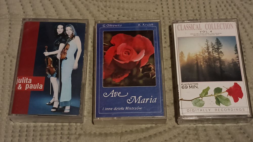 Kasety magnetofonowe, 3 sztuki, klasyka, Vivaldi, Chopin, Ave Maria