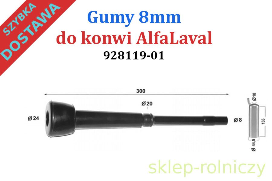GUMY STRZYKOWE 8mm typ AlfaLaval do dojarki bańkowej