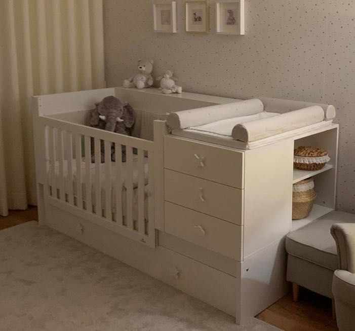 Convertível com cama extra/gavetas em branco