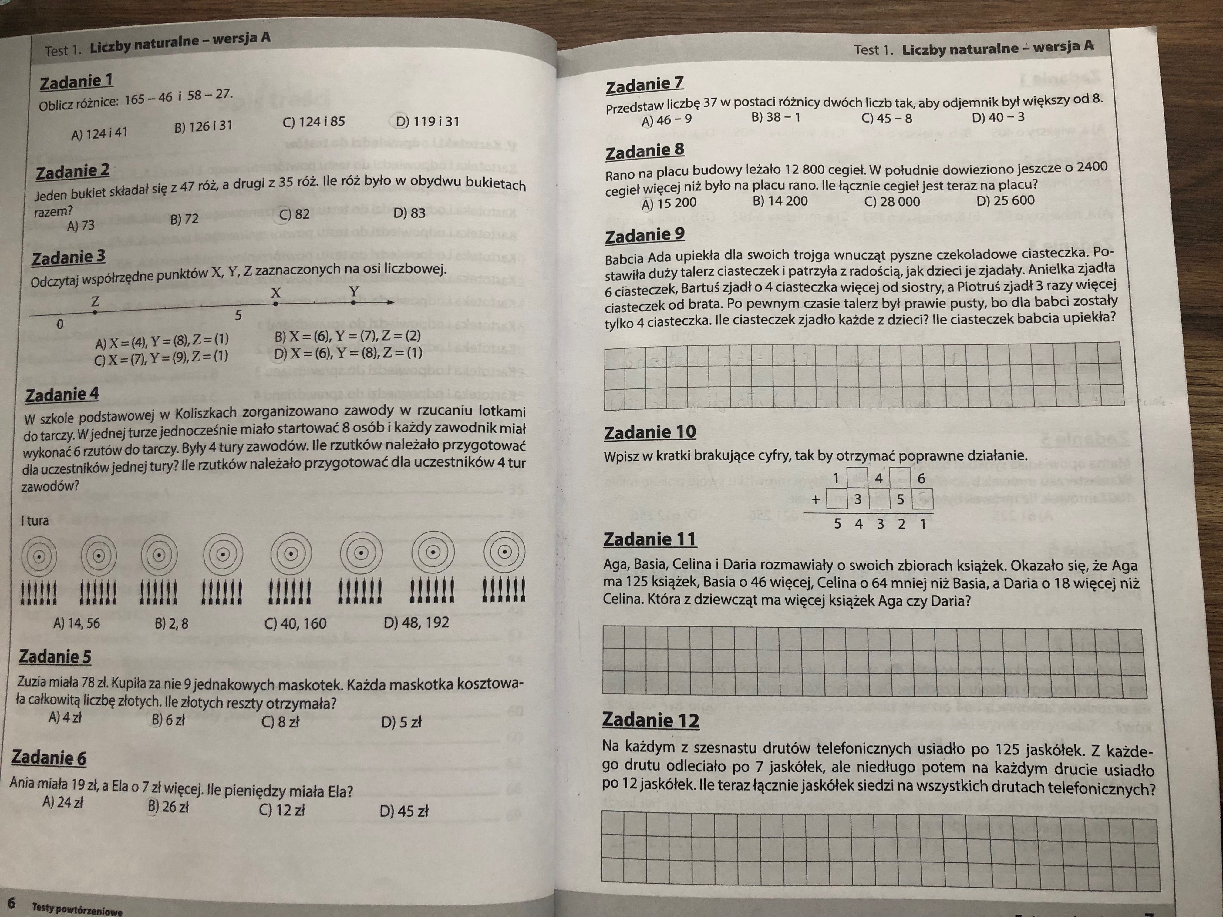 testy z matematyki dla klas 4-6