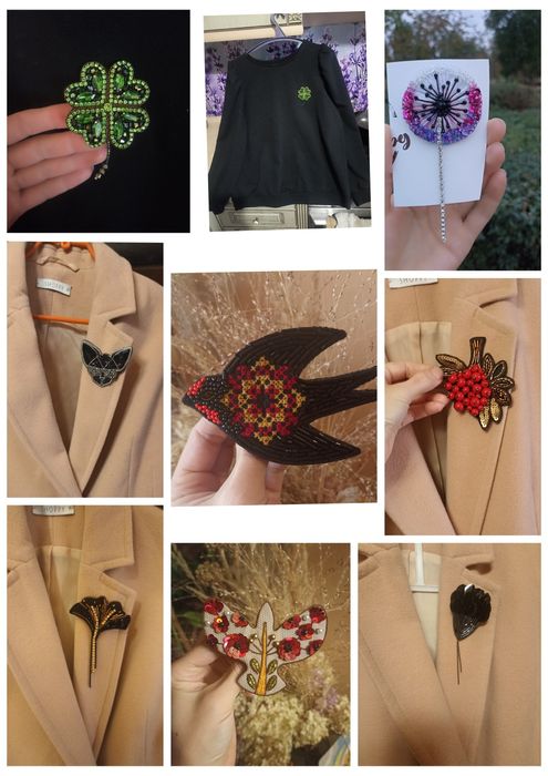 Брошка змія  колосок мотанка патріотична мак серце лелека ластівка