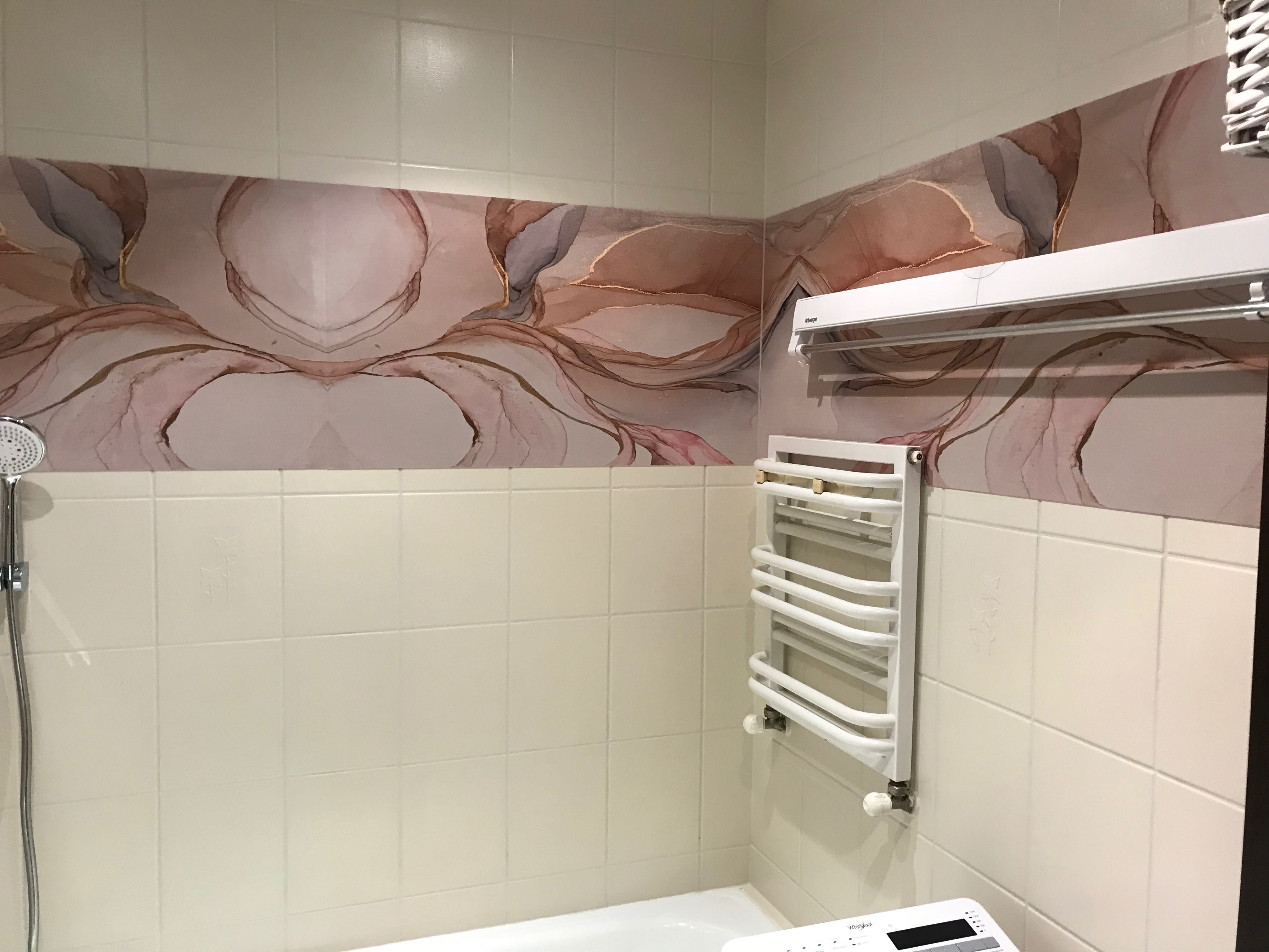 Panel ścienny 100x50 PCV 7 sztuk do łazienki i Farba do kafelek GRATIS