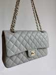 Chanel Classic Flap Medium, bolsa, caviar, cinza, nova,