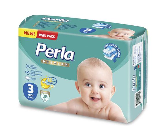 Памперси 3 - Perla premium \ 3 пачки \ 108 шт.