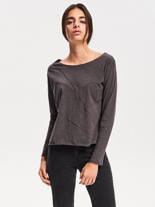 NOWA Reserved 38/M Bluzka Szara Grafitowa Bawełna Efektowna