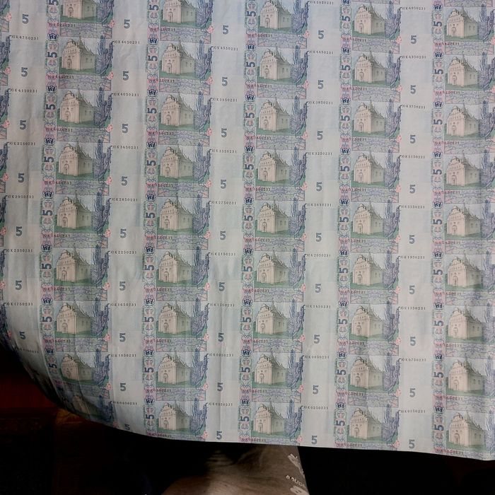 Банкнота НБУ  Нерозрізаний  аркуш 60шт  5 грн 2015 року