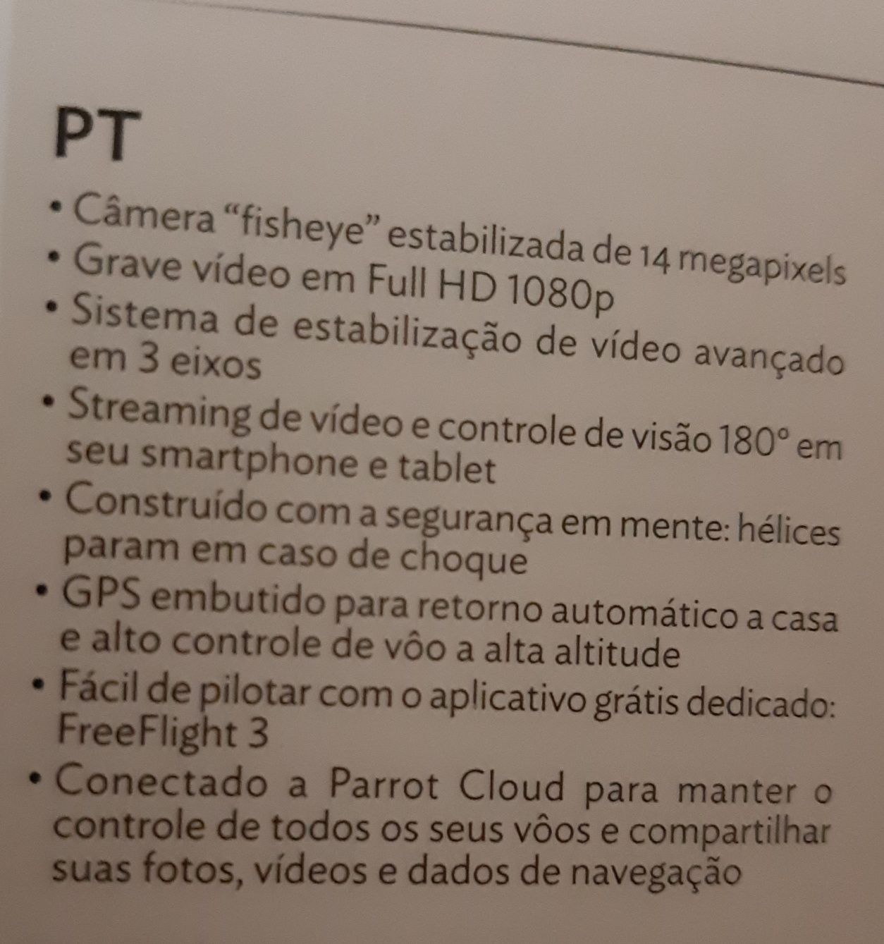 Drone Parrot câmara fisheye 14 mp