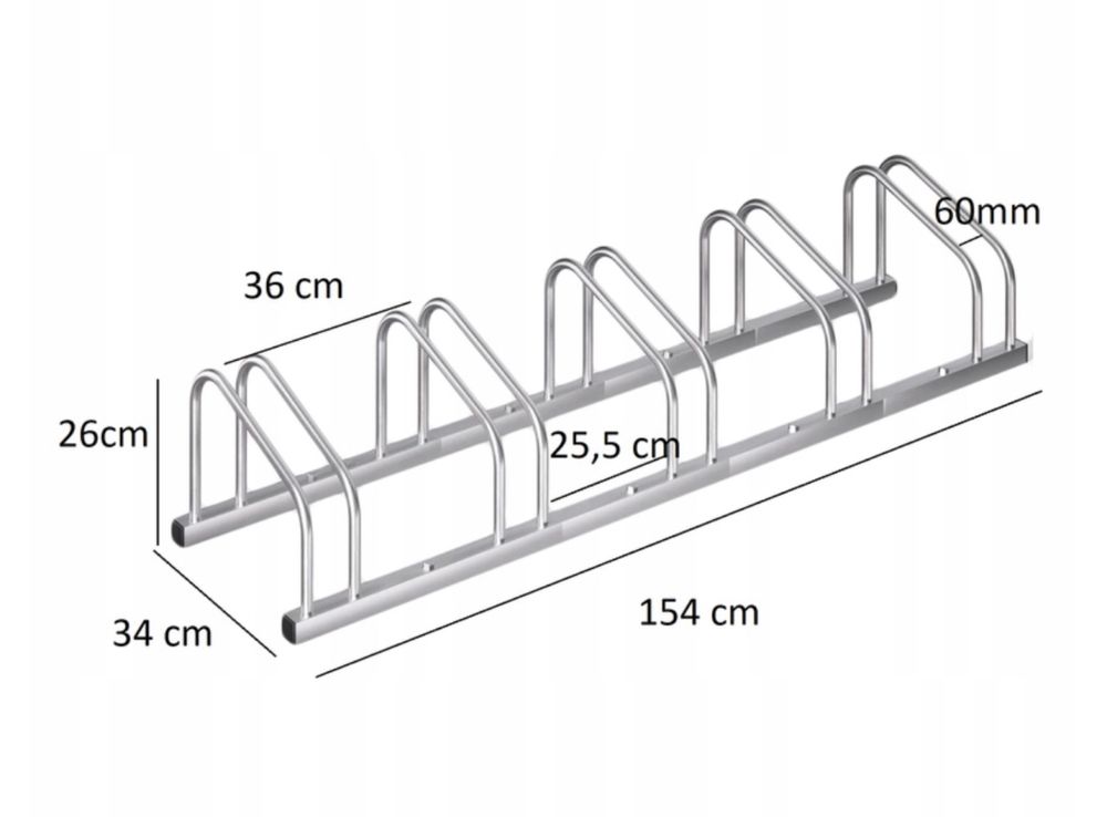 Stojak Uchwyt Parking Rowerowy na 5 Rowery Rower ŁATWY MONTAŻ Mocny