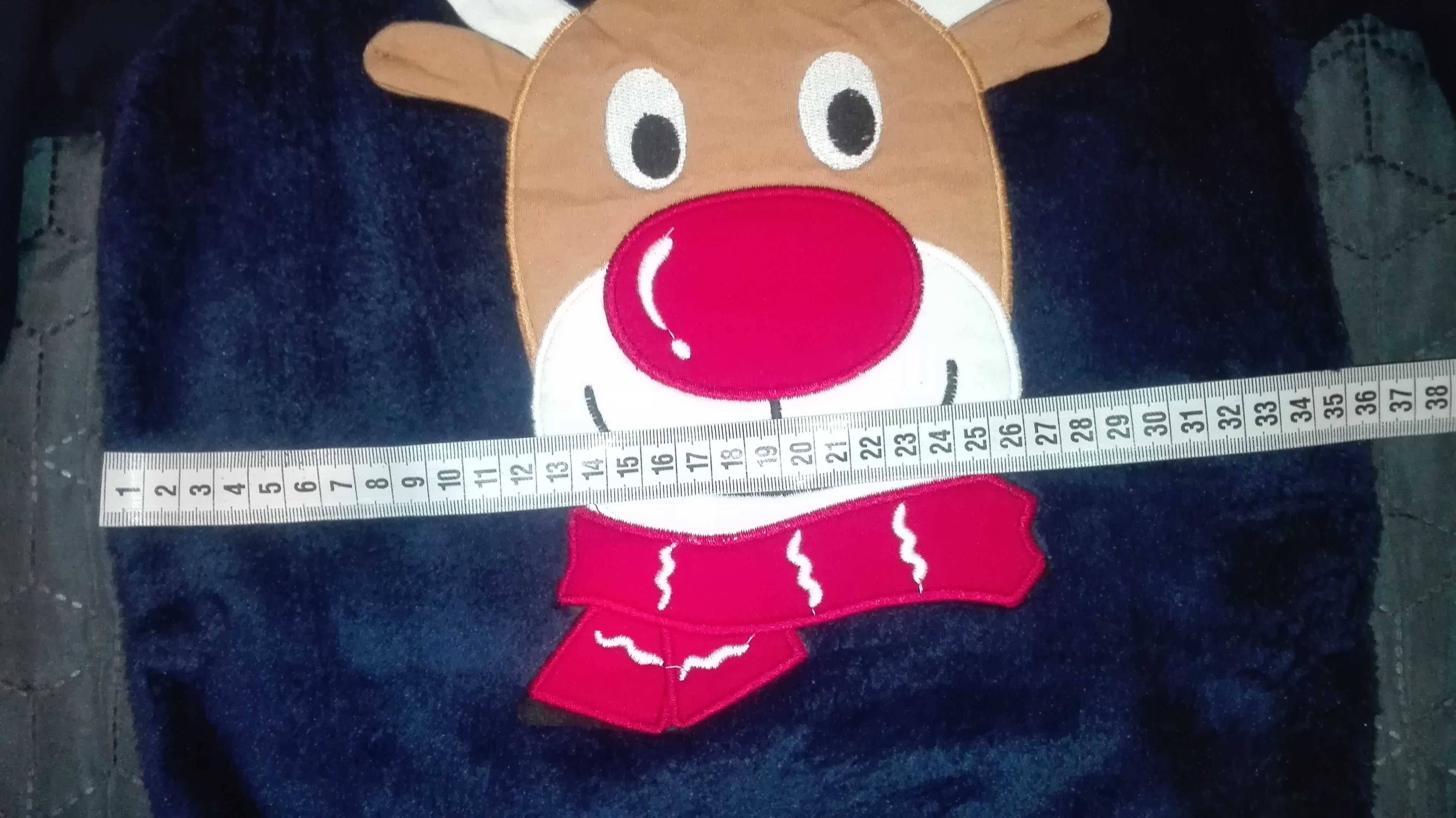 Nowa świąteczna ciepła bluzka z reniferem długi rękaw 128