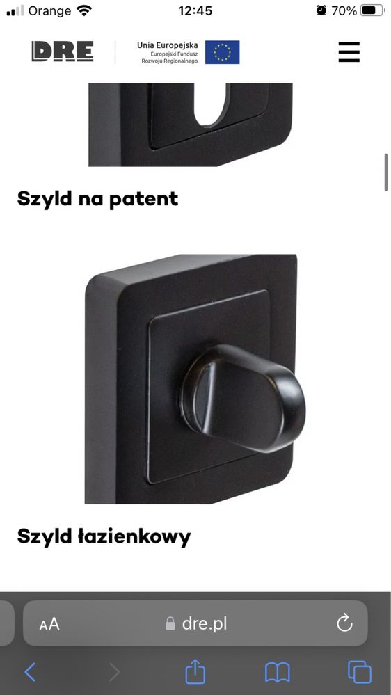 Dre szyld zamek wc Atria czarny mat