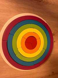 Gra układanka drewniana rainbow tile lidl w stylu Montessori