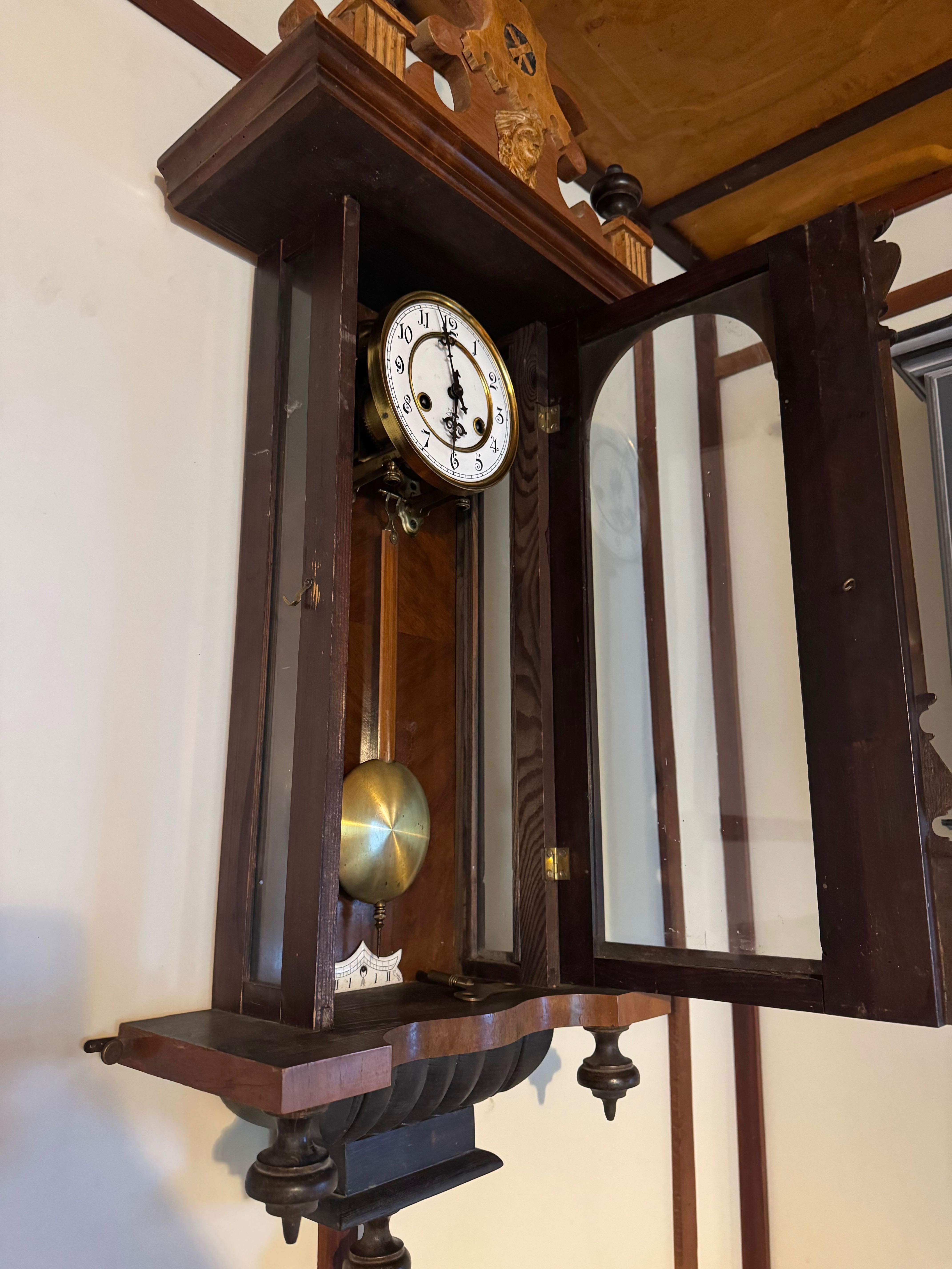 Zegar wiszący Junghans sygnatura 1890 r antyk mechaniczny scienny