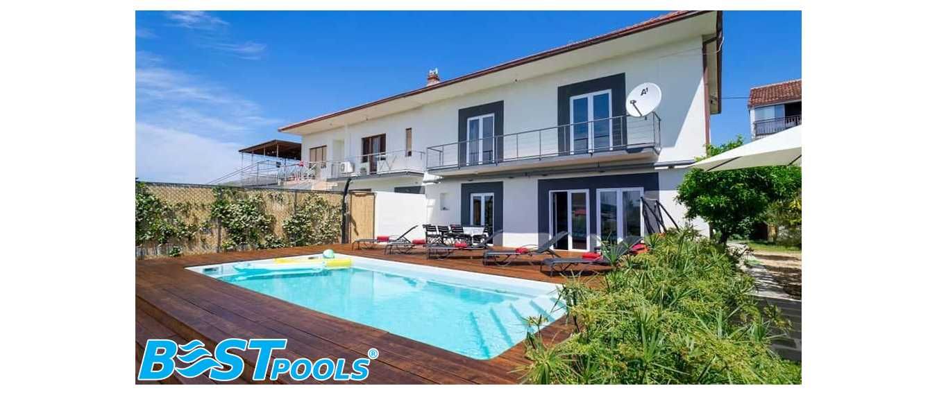 Ogrodowy basen poliestrowy Santorini 7.5x3.5x1.55m z izolacją