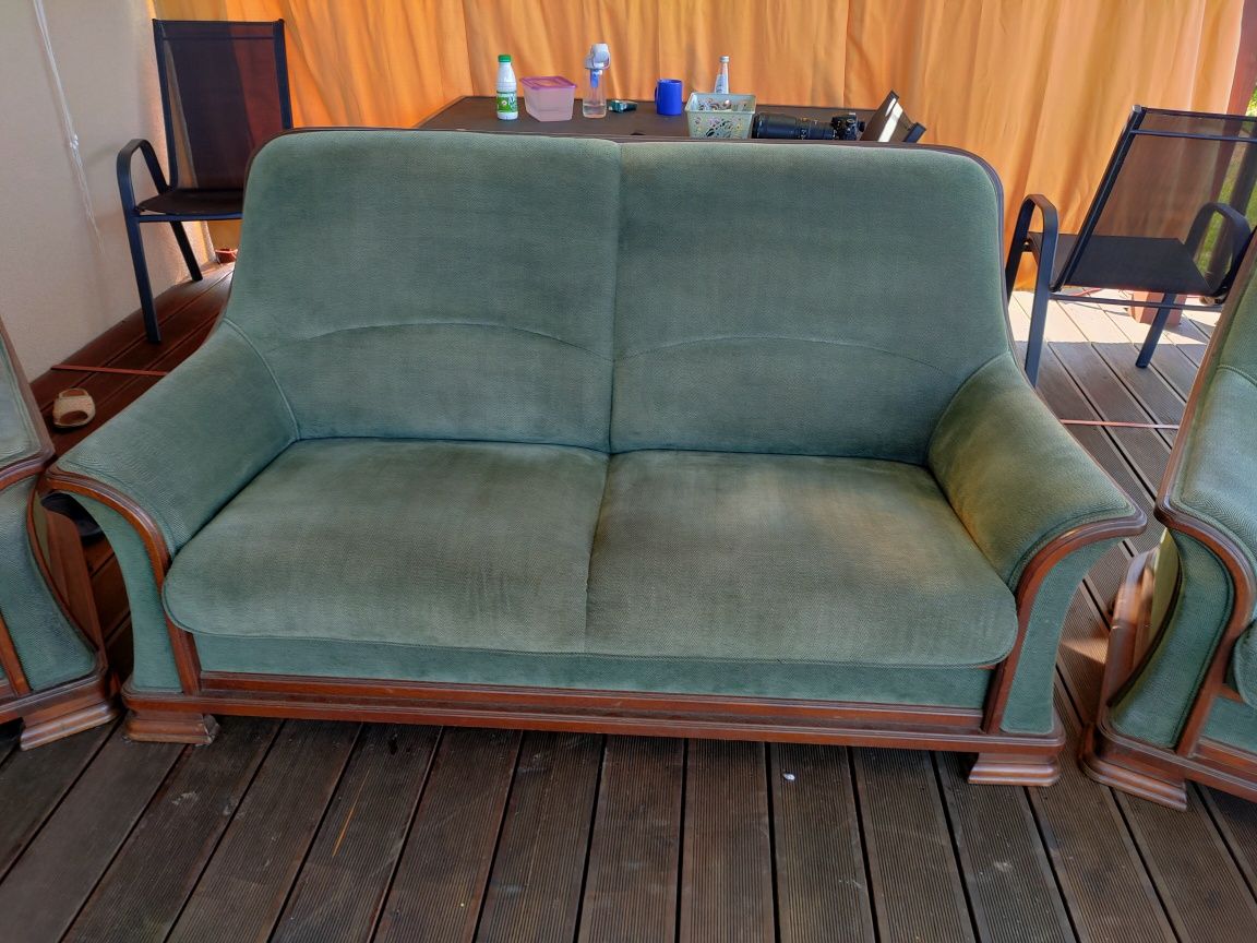 Sofa + 2 fotele . Wypoczynek , holenderskie meble . Drewniane