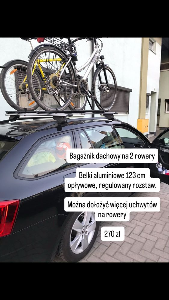 Bagaznik dachowy belki rowerowy na rowery regulowany