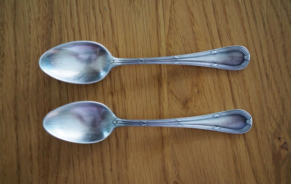 Stare łyżeczki platerowane, sygnowane Wellner Silber