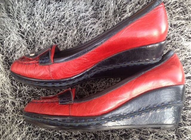 38,5-39рр RED красные туфли натуральная кожа! платформа танкетка