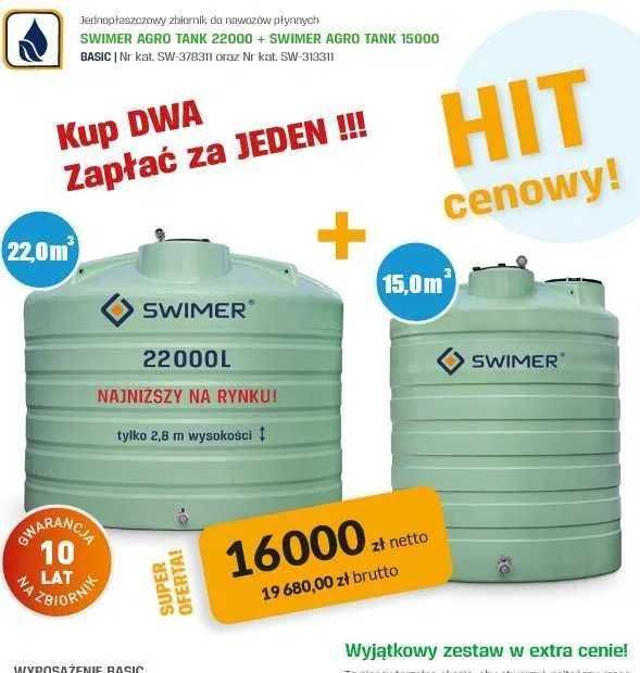 2 w cenie 1 do nawozów i wody 22000 i 15000 litrów SWIMER CENA BRUTTO!